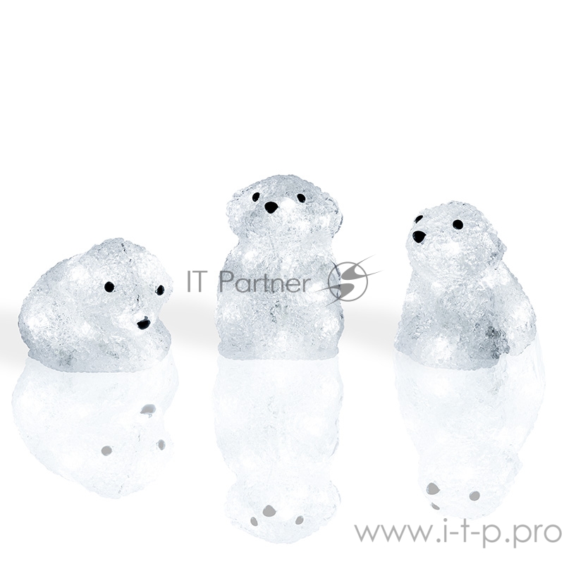 Акриловая светодиодная фигура Медвежата 3 шт, 20 см, 60 светодиодов, IP 20, понижающий трансформатор в комплекте, NEON-NIGHT