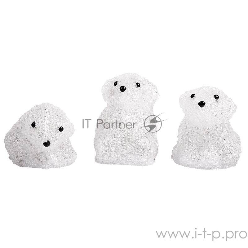 Акриловая светодиодная фигура Медвежата 3 шт, 20 см, 60 светодиодов, IP 20, понижающий трансформатор в комплекте, NEON-NIGHT