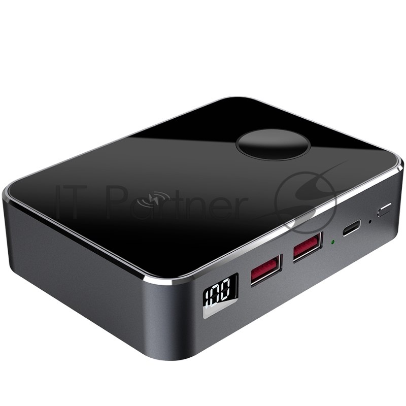 Аккумулятор внешний Prestigio Graphene PD PRO Watch, fast charging powerbank, 20000 mAh, 2*USB3.0 QC, 1*Type-C PD, wireless charger 10W, Apple Watch wireless charger 2,5W, LED indicator, leather case, cable type C-USB, 60W adapter, aluminium and temp