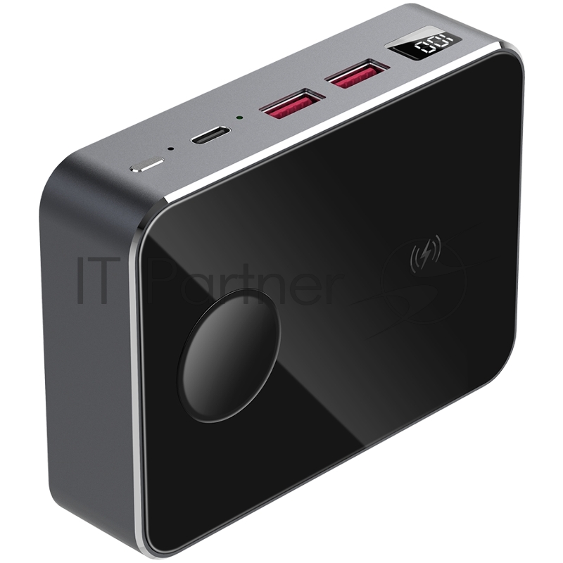 Аккумулятор внешний Prestigio Graphene PD PRO Watch, fast charging powerbank, 20000 mAh, 2*USB3.0 QC, 1*Type-C PD, wireless charger 10W, Apple Watch wireless charger 2,5W, LED indicator, leather case, cable type C-USB, 60W adapter, aluminium and temp