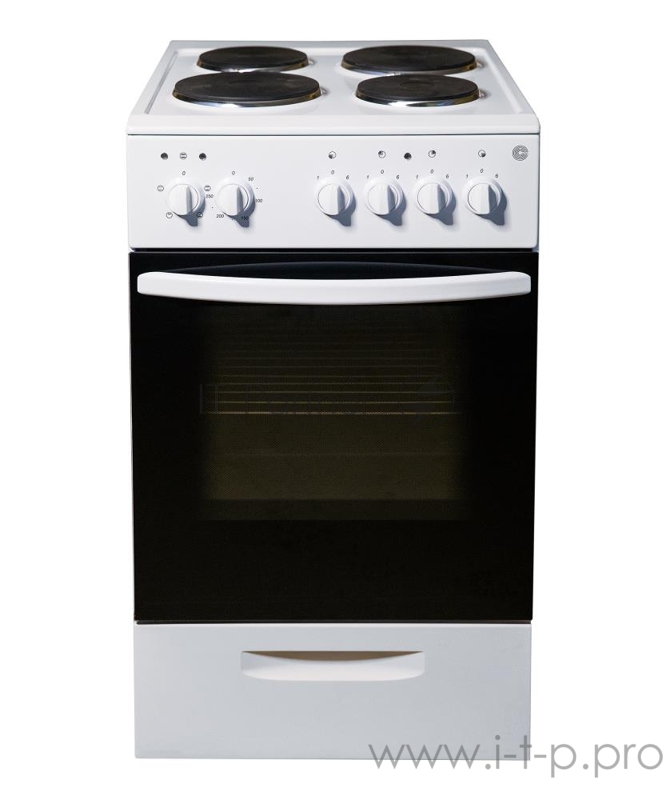 Плита электрическая, Цвет белый, 60*60*85, Кол-во конфорок 4,Объем духовки 64 л