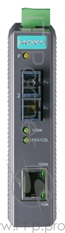 Промышленный конвертер Ethernet 10/100BaseTX в 100BaseFX (многомодовое оптоволокно, разъем ST, 1300 нм), в пластиковом корпусе, -10...+60С