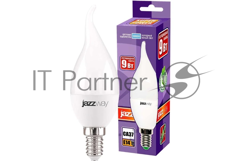 Лампа светодиодная PLED-SP CA37 9Вт свеча 5000К холод. бел. E14 820лм 230В JazzWay 2859549A