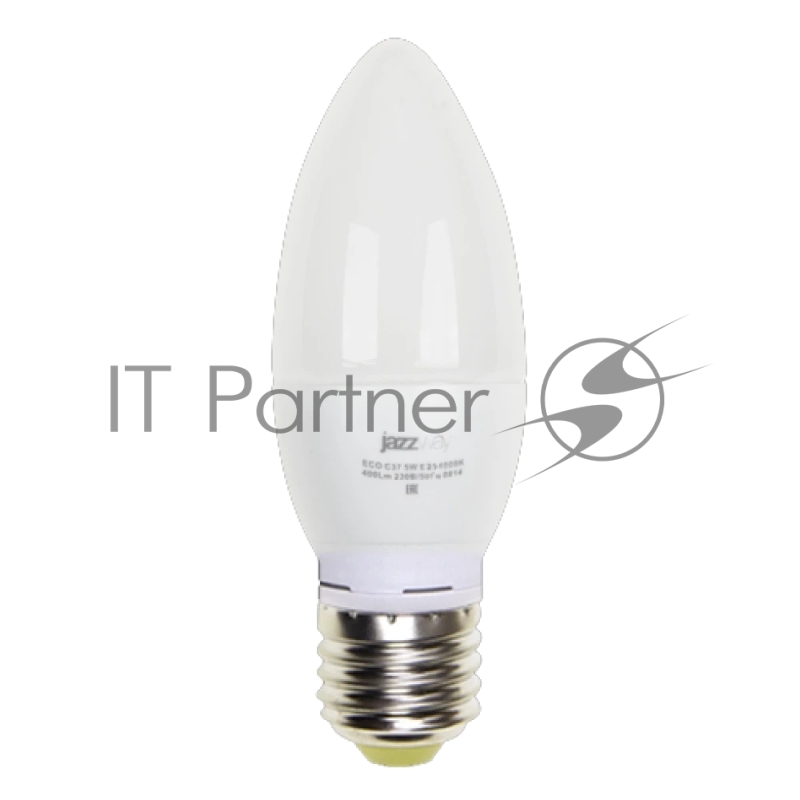 Лампа светодиодная PLED-ECO-C37 5Вт свеча 3000К тепл. бел. E27 400лм 230В JazzWay 2855312A