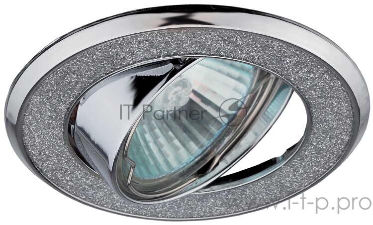 Светильник DK18 CH/SH SL декор круглый со стекл. крошкой MR16 12В 50Вт хром/серебр. ЭРА C0043759