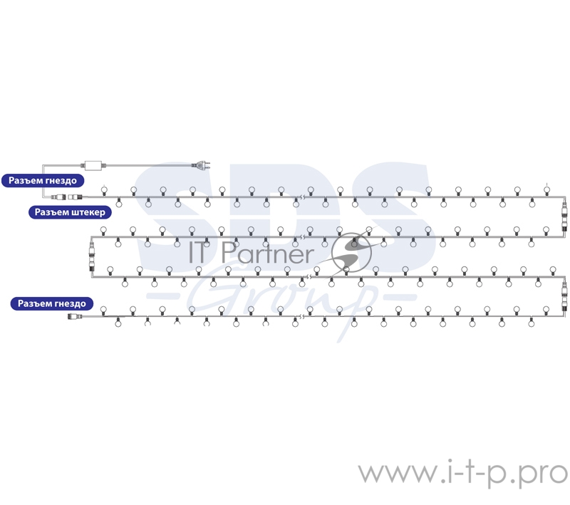 Гирлянда Мультишарики Ø17,5мм, 20 м, черный ПВХ, 200 диодов, цвет зеленый, 24В