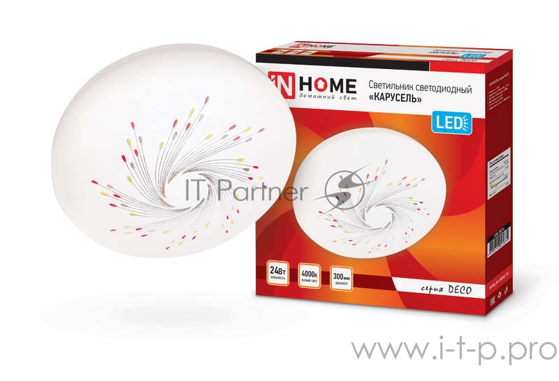 Светильник светодиодный DECO КАРУСЕЛЬ 24Вт 230В 4000К 1560лм 300мм IN HOME 4690612021874