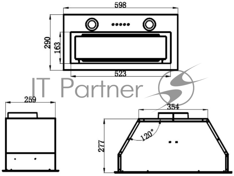Вытяжка встраиваемая Maunfeld TRAPEZE 602IG бежевый управление: кнопочное (1 мотор)