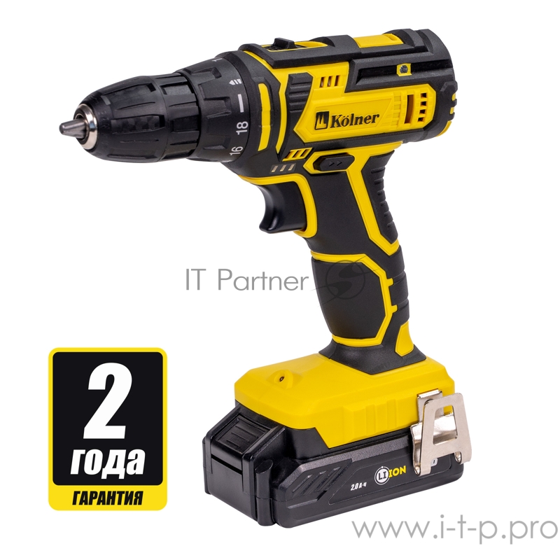 Дрель-шуруповерт Kolner KCD 16L аккумуляторная 16 Вольт, 0-400/1450 об/мин, 28/19Нм, 2 Ач(Li-on), реверс, зарядка 3- 4 часа, светодиодная подсветка, быстрозажимной патрон 0,8- 10мм