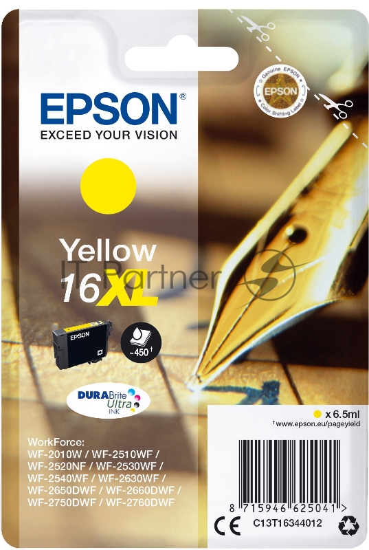 Картридж EPSON 16XL желтый повышенной емкости для WF-2010/WF-2510/WF-2540