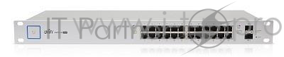 Сетевое оборудование UBIQUITI US-24-250W 24 портовый коммутатор с раздачей 24 В или 48 В на всех портах, 250Вт