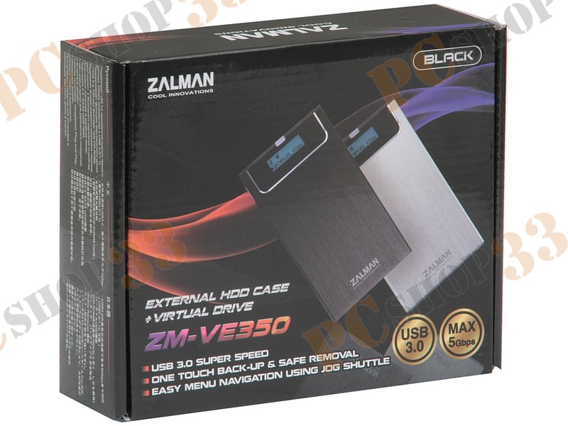 Контейнер Zalman ZM-VE350 для 2.5 SATA HDD, алюминиевый, черный (USB3.0)