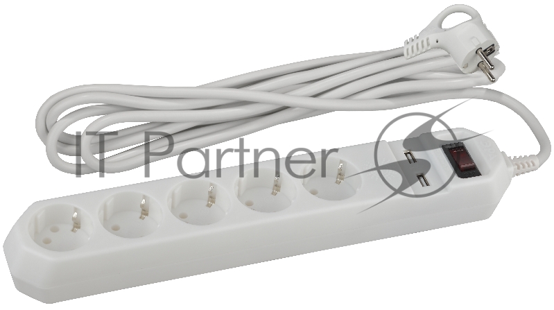 Сетевой фильтр ЭРА белый USF-5es-1.5m-USB-W с заземл 3x0.75мм2 с выкл 5гн+2USB 1.5м