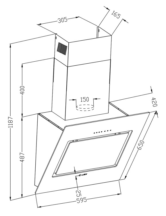 Вытяжка каминная Lex Leila 600 белый управление: сенсорное (1 мотор)