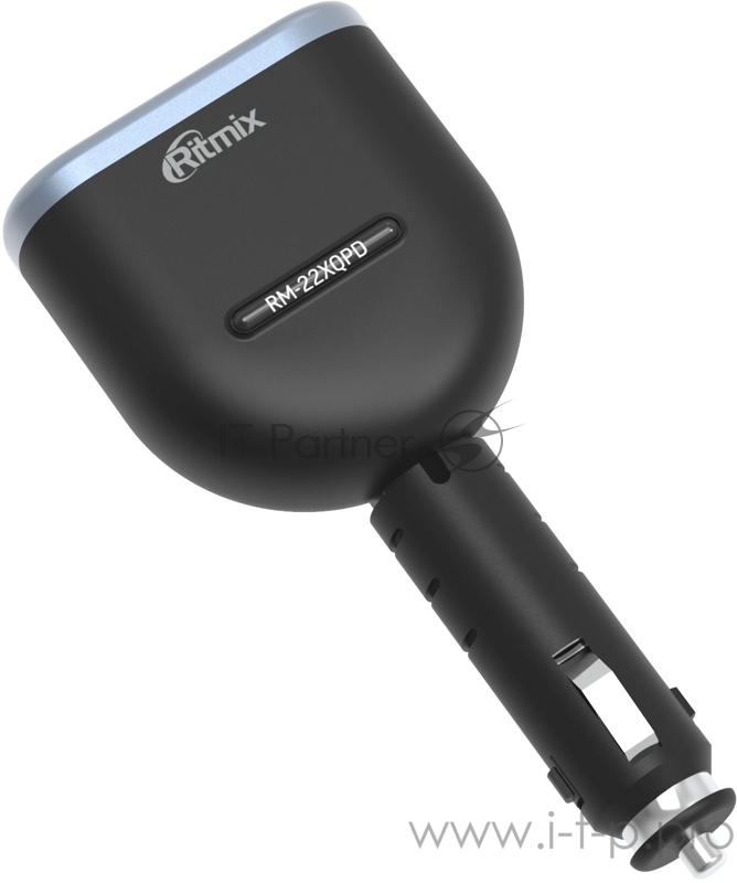 Разветвитель роз.прикуривателя Ritmix RM-22XQPD 2xSoc 2xUSB черный/серебристый (80000164)