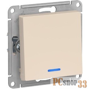 SE Розетки и выключатели AtlasDesign Schneider-electric ATN000213 ATLASDESIGN 1-клавишный ВЫКЛЮЧАТЕЛЬ с подсветкой, сх.1а, 10АХ, механизм, БЕЖЕВЫЙ