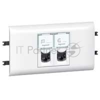 Электроустановочные изделия Legrand Legrand 078673 Модуль розетки компьютерной 2XRJ45, кат.5е, FTP 5 контактов, 2М, с рамкой и суппортом (в короб с крышкой 65мм), белая, Mosaic