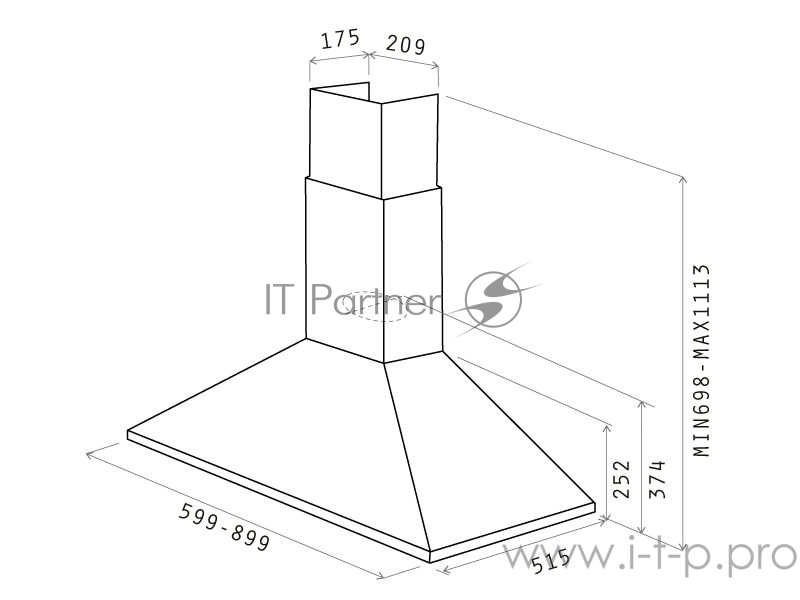 Вытяжка ELICA Вытяжка ELICA/ Тип купольная, мощность 650 м3, кремовый бронза