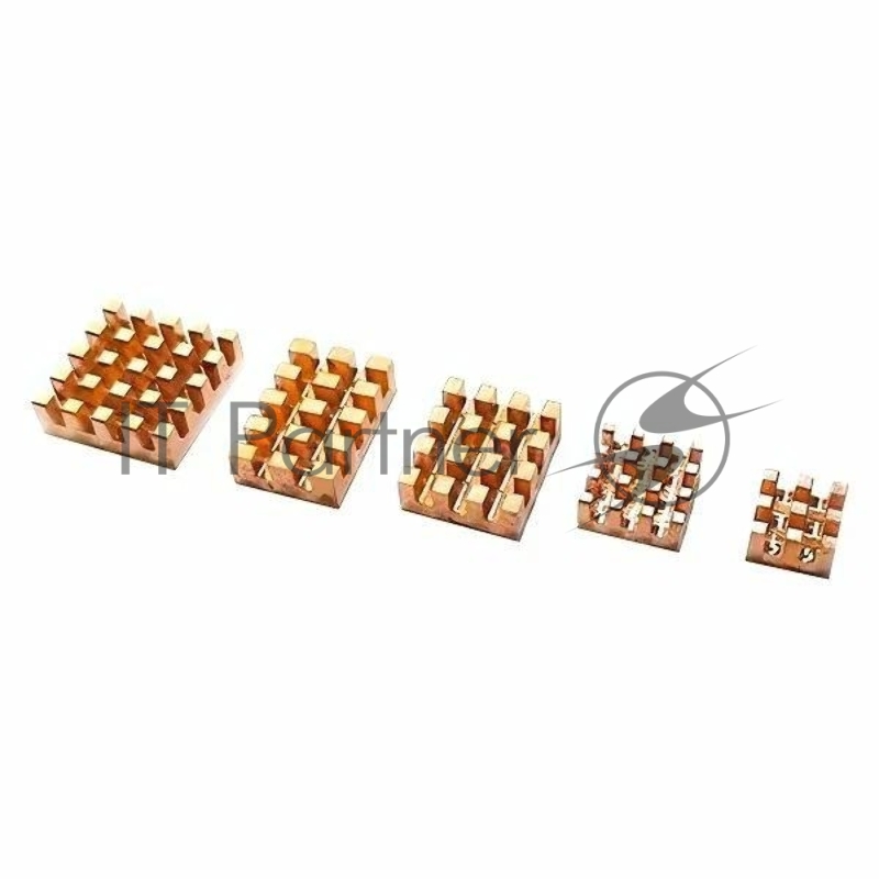 RA603 Набор радиаторов ACD 5 in 1 Pure Copper HeatSink (15x10x4мм, 14x14x4мм, 13x11x4мм, 9x9x4мм и 7x7x4мм) for Raspberry 4B комплект из 5 шт