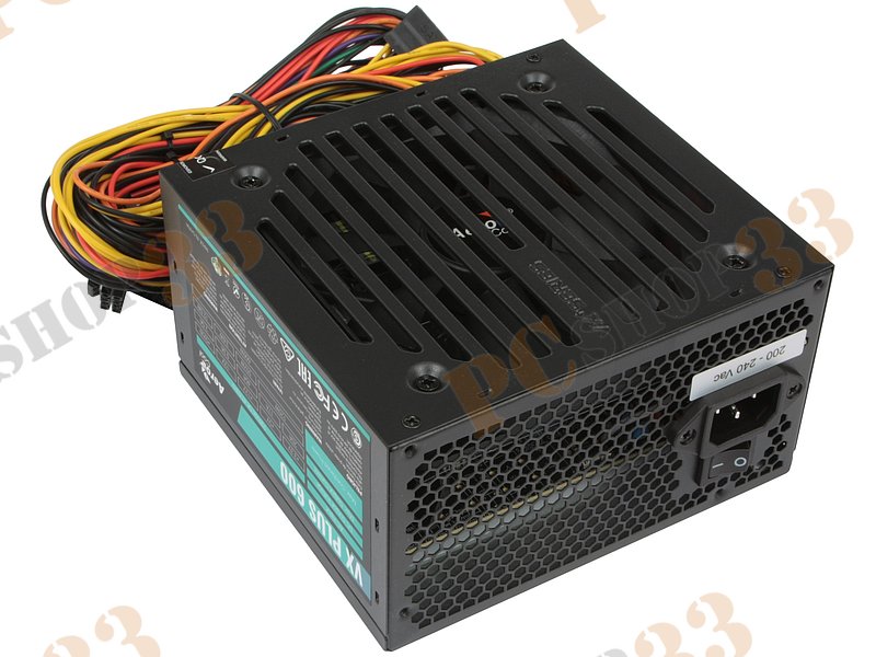 Блок питания 600Вт Aerocool VX-600 PLUS ATX12V V2.3 (20/24+4/8+6/8pin, вентилятор d120мм) + кабель питания EURO (1.1м)