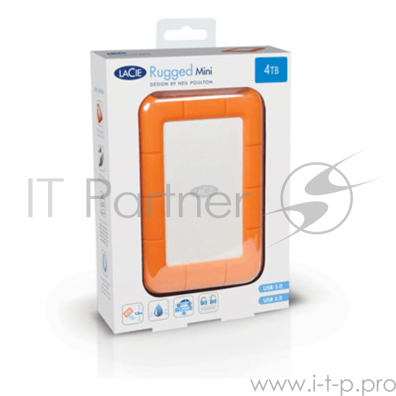 Внешний жесткий диск 4000ГБ 2.5 LaCie Rugged Mini, оранжевый (USB3.0)