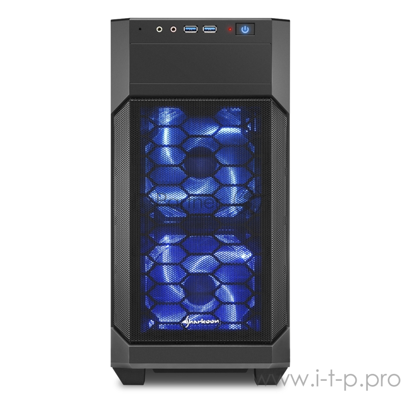 Sharkoon V1000 window Игровой корпус чёрный (Micro-ATX, сталь, акрилл, fan 2x120 мм + 1x120 мм, 2xUSB 3.0, audio)