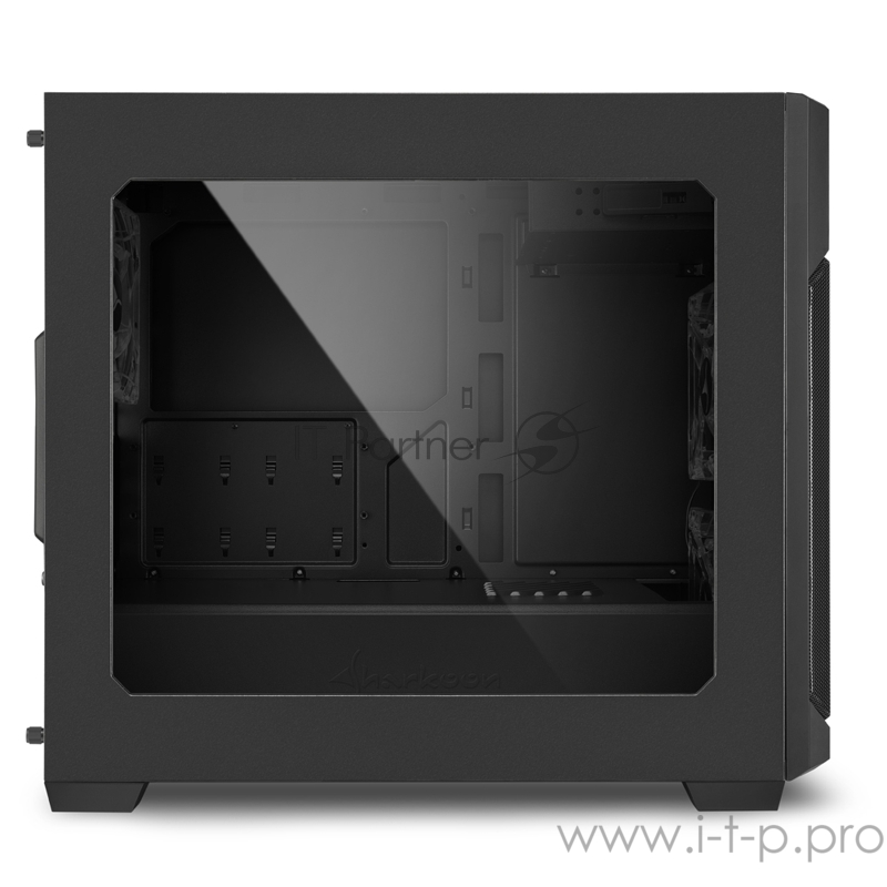 Sharkoon V1000 window Игровой корпус чёрный (Micro-ATX, сталь, акрилл, fan 2x120 мм + 1x120 мм, 2xUSB 3.0, audio)