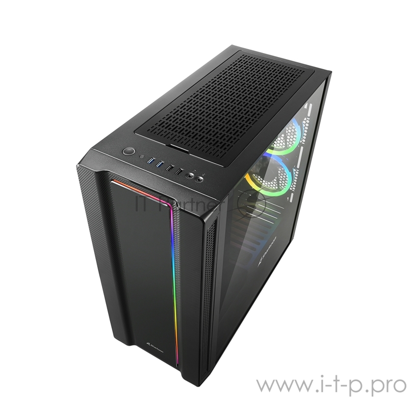 Sharkoon REV220 RGB игровой корпус чёрный (ATX, закаленное стекло, fan 3x120 мм + 2x120 мм RGB, 2xUSB 2.0, 2xUSB 3.0, audio)