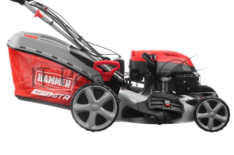 Газонокосилка бензо Hammer KMT173GTR 6лс173см3 шир.53см выс.25-75мм эл.запуск с акк, самох.