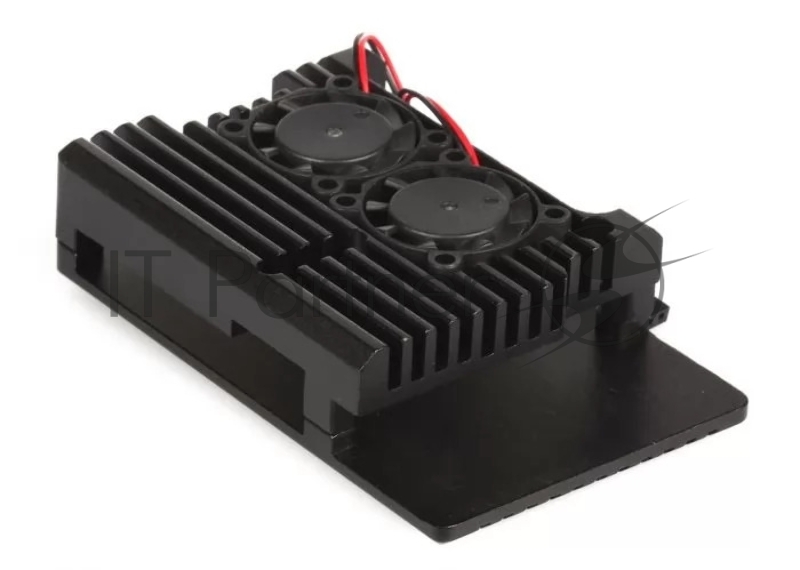 Корпус Qumo Aluminum case with double black fans, Raspberry Pi 4, black(RS010)