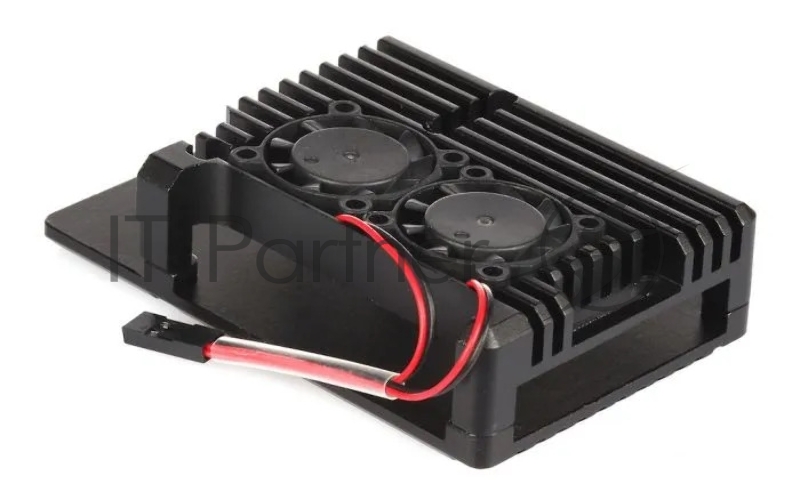 Корпус Qumo Aluminum case with double black fans, Raspberry Pi 4, black(RS010)