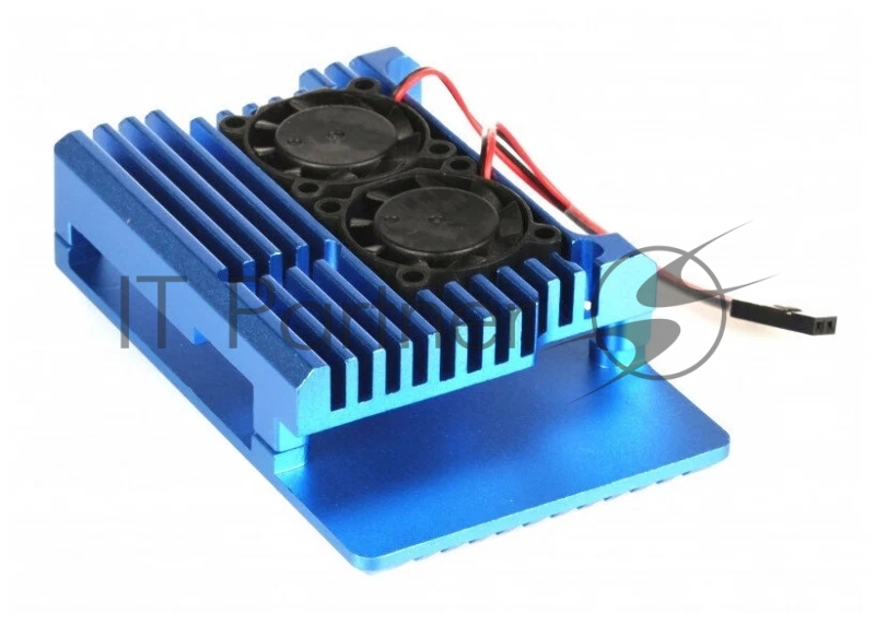 Корпус Qumo Aluminum case with double black fans, Raspberry Pi 4, blue(RS008)