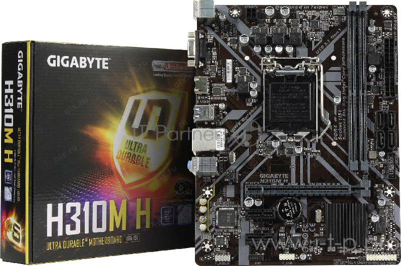 Мат. плата Socket1151 GIGABYTE H310M H 2.0 (iH310, 2xDDR4, SATA III, PCI-E, D-Sub, HDMI, 1Гбит LAN, USB3.1, mATX)