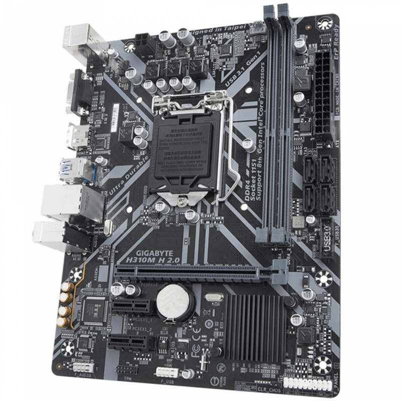 Мат. плата Socket1151 GIGABYTE H310M H 2.0 (iH310, 2xDDR4, SATA III, PCI-E, D-Sub, HDMI, 1Гбит LAN, USB3.1, mATX)