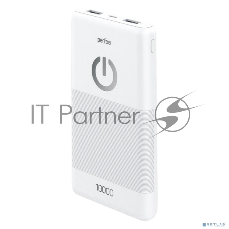 Powerbank Perfeo 10000 mah + Micro usb /In Micro usb /Out USB 1 А, 2.1A/ White (PF_B4297)
