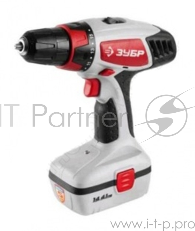 Дрель, Шуруповерт ЗУБР ЗДА-14.4-2 КИН Дрель-шуруповерт ЗДА-14.4-2 КИН {аккум, 10мм, 0-400/0-1150об/мин, 1.5А/ч, 14.4В, эл тормоз, доп аккум, кейс}