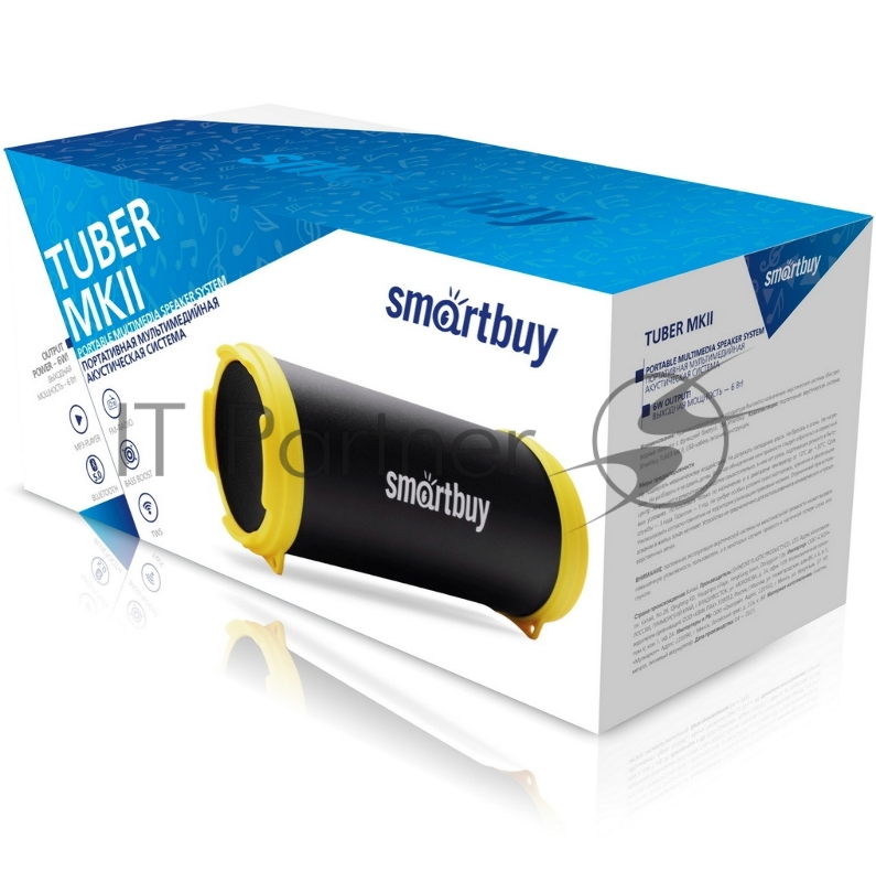 Портативная Bluetooth-колонка Smartbuy TUBER MKII, MP3, FM, AUX, черн/желт