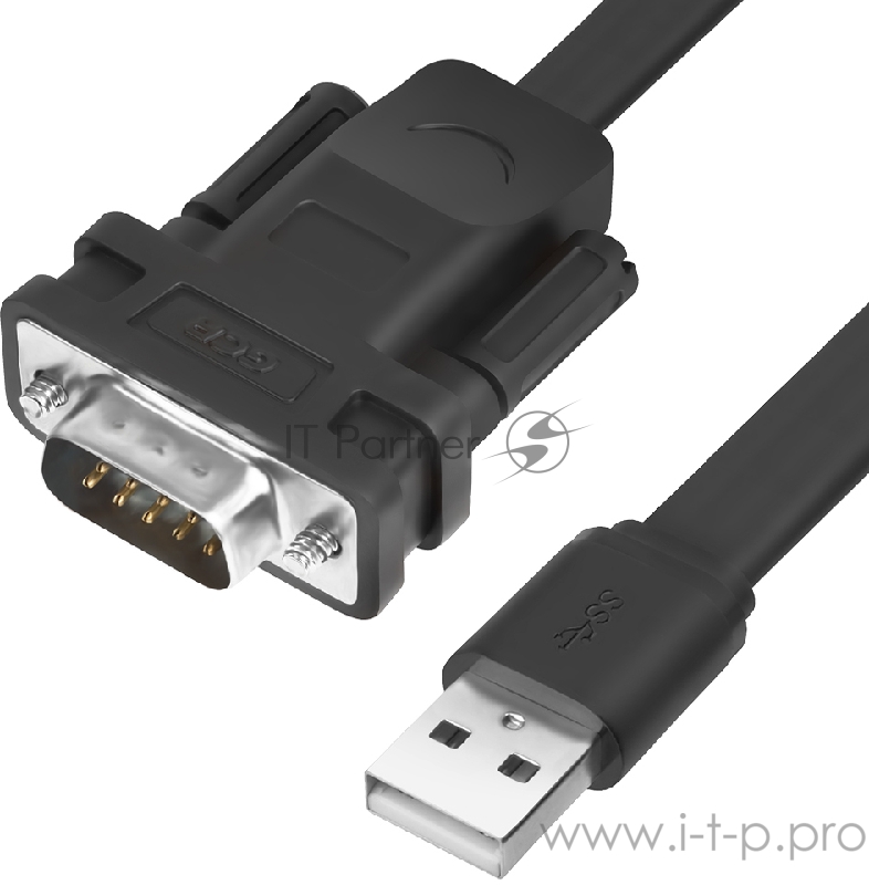 Переходник Greenconnect Конвертер-переходник 0.5m плоский, черный, позолоченные коннекторы, 28/26 AWG, USB 2.0 AM / DB9 RS-232 PRO , чипсет PL2303RA (GCR-UOC5M-BCG-0.5m)