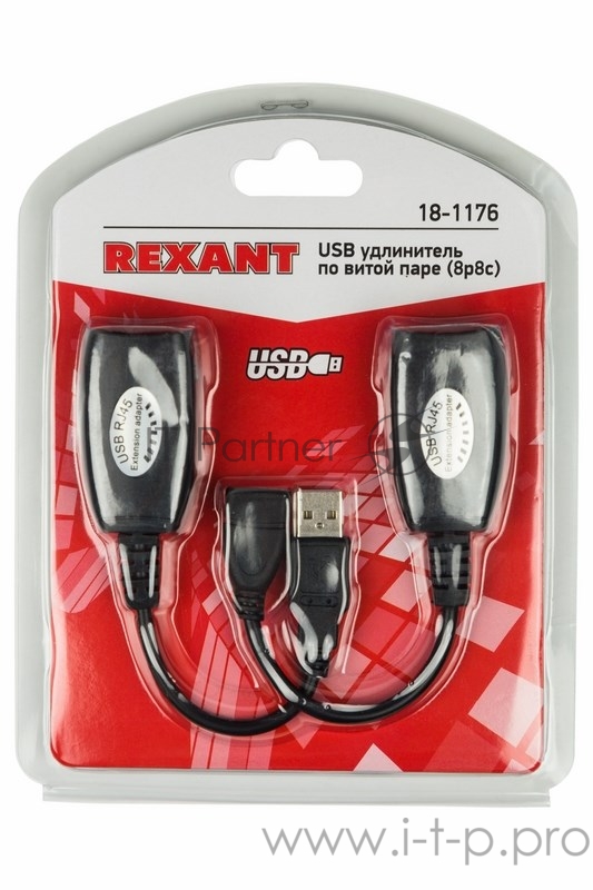 Переходник Rexant (18-1176) USB удлинитель по витой паре (8p8c)