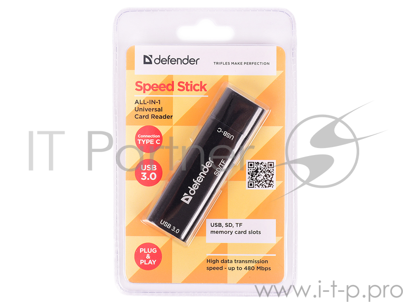 Переходник Defender Speed Stick Универсальный картридер USB3.1 TYPE C - USB/SD/TF (83205)