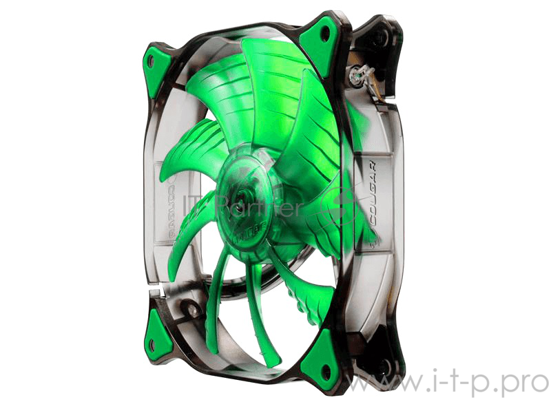 Вентиляторы Cougar CFD120 GREEN Вентилятор CFD120 GREEN 120x 120x 25мм (40шт./кор, пит. от мат.платы и БП, зелёная подсветка, 1200об/мин) (CF-D12HB-G) Retail