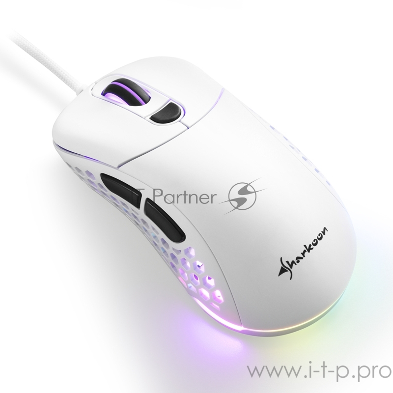Игровая мышь белая Sharkoon Light2 200 (PixArt PMW 3389, 6 кнопок, 16000 dpi, USB, RGB подсветка)
