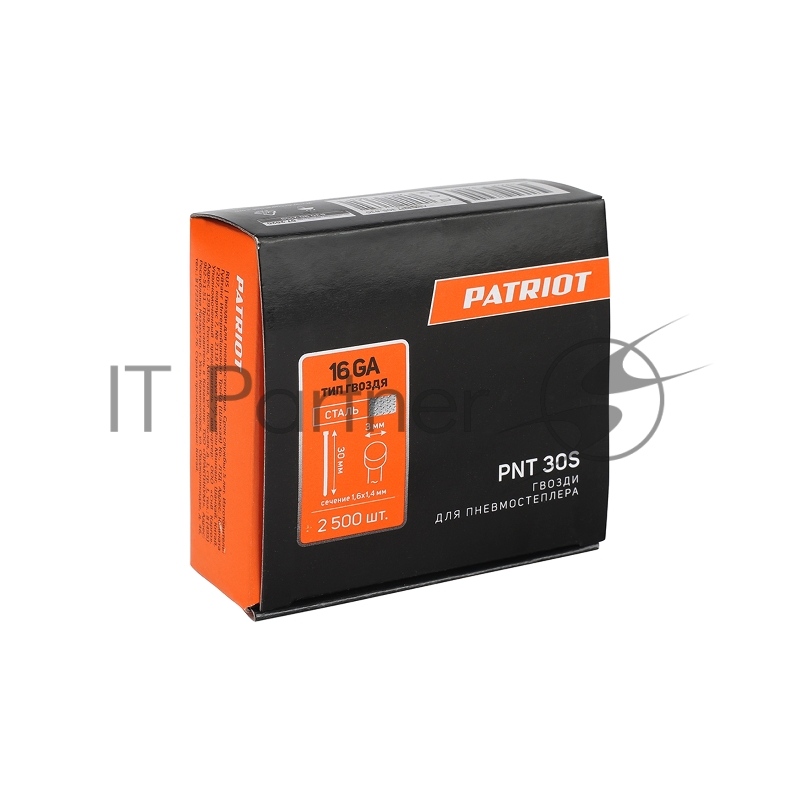 Гвозди PNT 30S для пневмостеплера ANG 210R, отделочные, тип 16 (16GA), сеч. 1,6 x 1,4 мм, шляпка 3 мм, длина 30 мм, сталь, 2500 шт
