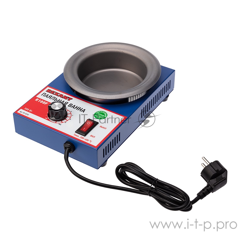 Паяльная ванна REXANT, модель R100F, 300 Вт, ø 100 мм, 200-480 °C, бессвинцовая