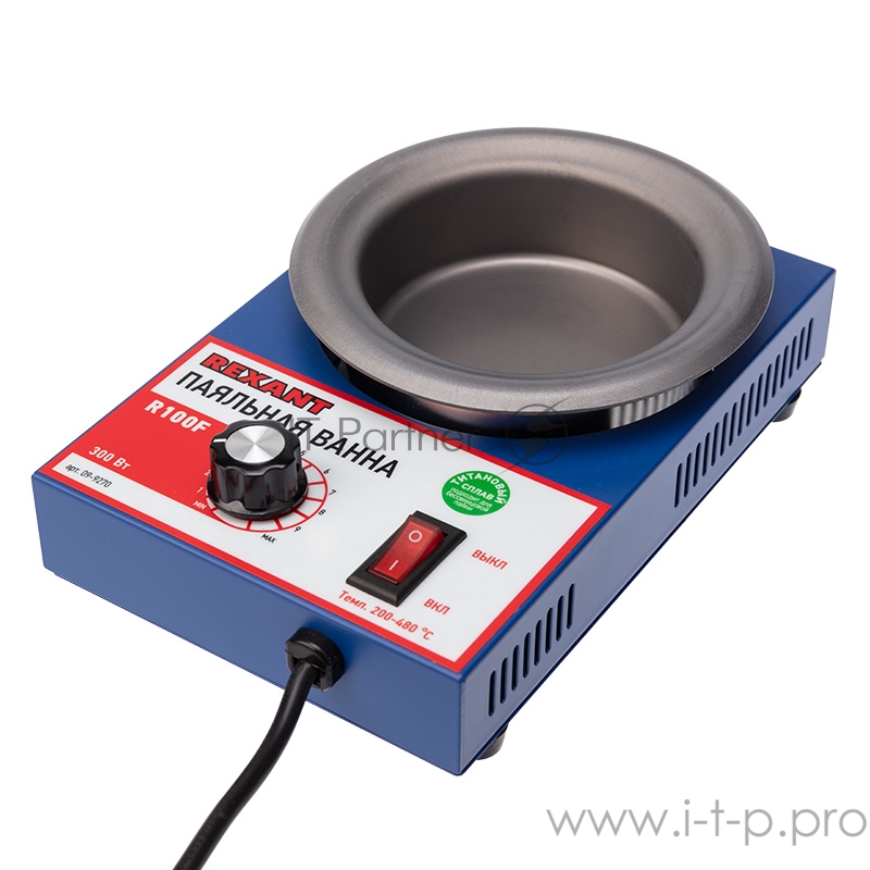 Паяльная ванна REXANT, модель R100F, 300 Вт, ø 100 мм, 200-480 °C, бессвинцовая