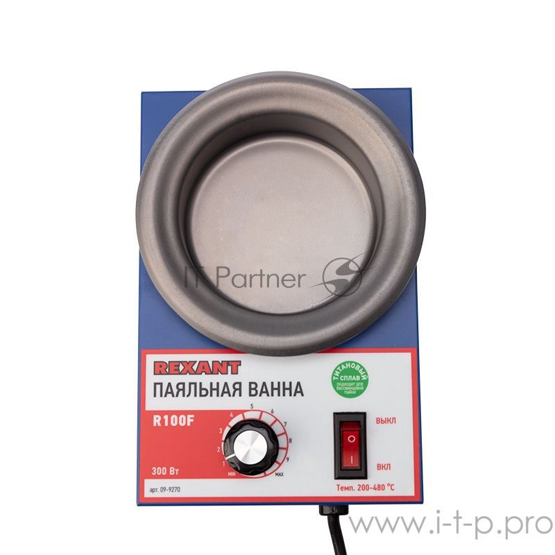 Паяльная ванна REXANT, модель R100F, 300 Вт, ø 100 мм, 200-480 °C, бессвинцовая