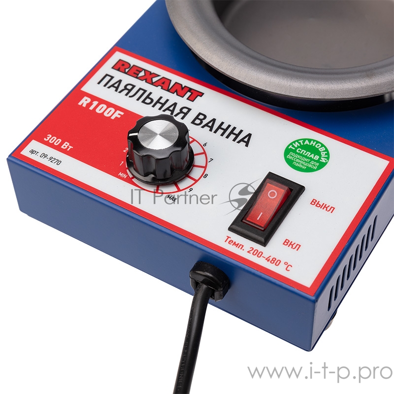 Паяльная ванна REXANT, модель R100F, 300 Вт, ø 100 мм, 200-480 °C, бессвинцовая