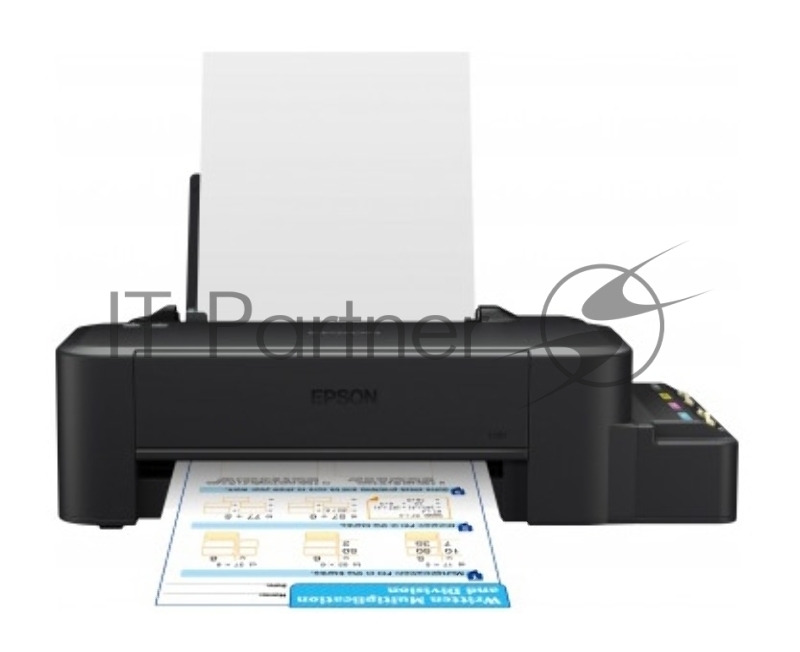 Принтер Epson L120, 4-цветный струйный СНПЧ A4, 8.5 (4.5 цв) стр/мин, 720x720 dpi, подача: 50 лист., USB (старт.чернила - около 2000 ч/б стр, 3500 цв. стр., без учета первой прокачки)