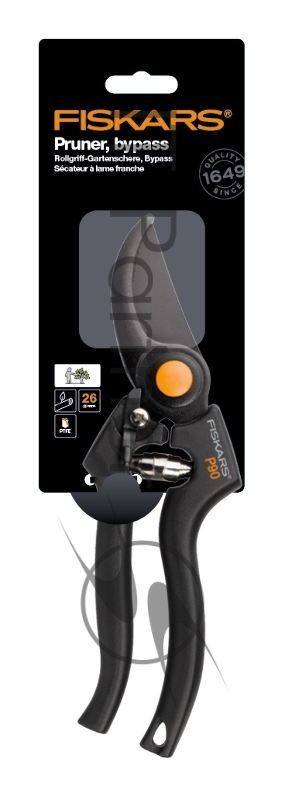 Секатор плоскостной Fiskars P90 черный/желтый (1001530)