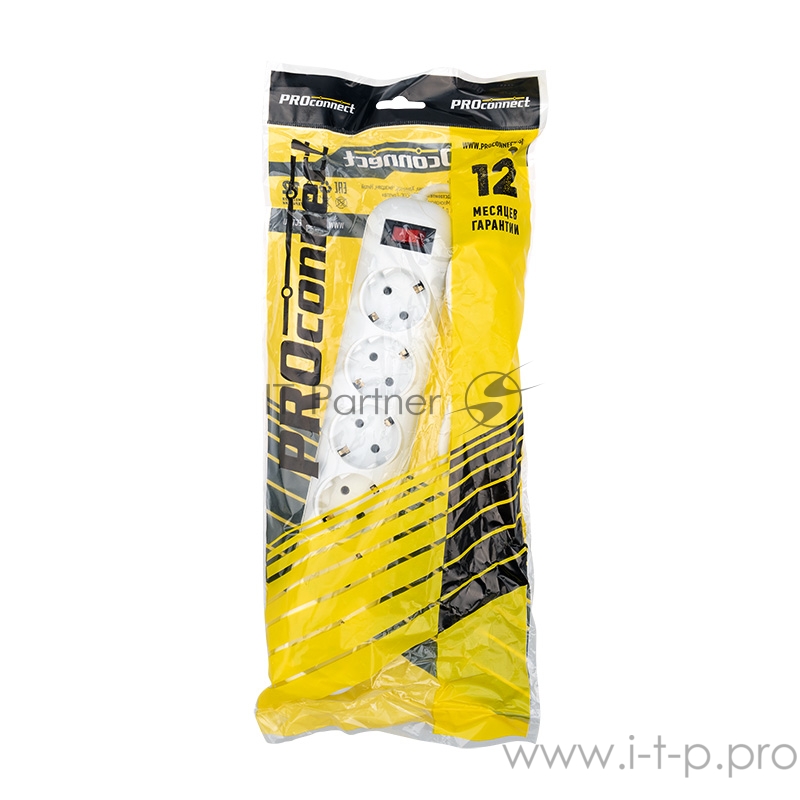 Сетевой фильтр 6 гнезд 1.5 м 3х0,75 мм² с/з OPTIMA белый PROCONNECT